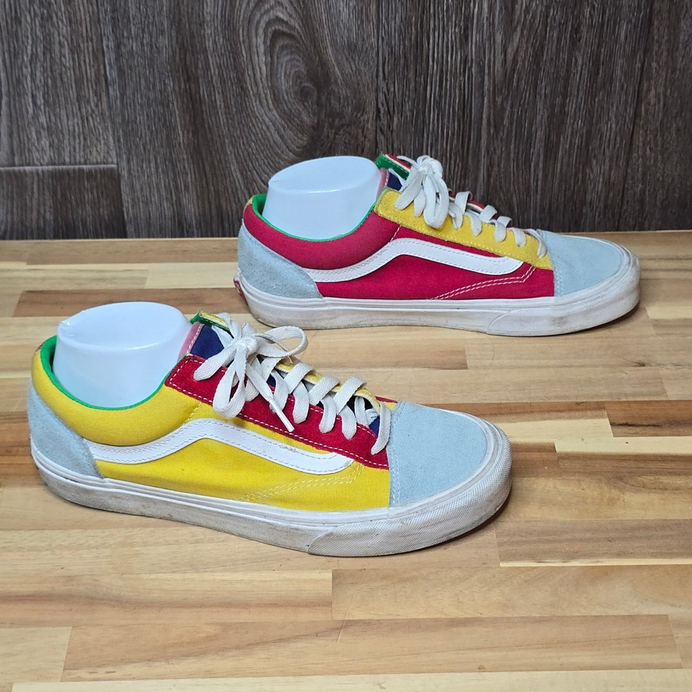 Vans Old Skool Sneakers Men 9 Women 10.5 Multicolor Canvas Suede Low Top Shoes